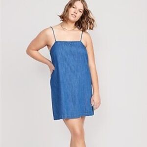 Old Navy Denim Mini Tie Back Dress XS